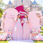 Set of 3 Arch Backdrop Covers(7.2ft, 6.6ft, 6ft) - Premium Stretchy Spandex Backdrop Arch Stand Cover for Baby Shower,Wedding,Party Decor Chiara Cover with Double-Sided Design(Pink, Hot Pink) - Image 3