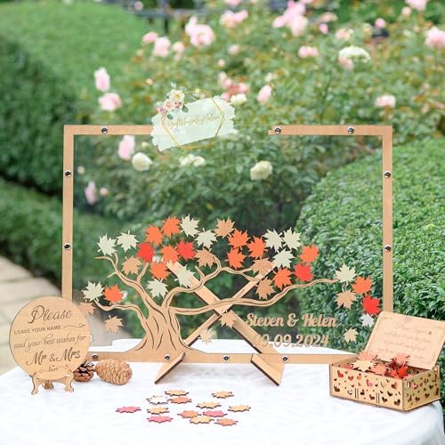 Personalized Maple Tree Wedding Guest Book Alternative, Fall Leaf Drop Box - Image 2