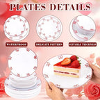 125PCS Red Bow Plastic Plates - White and Red Rim Disposable Plates - 50 Elegant Plates with Bowknot Patterns, 25 Forks, 25 Spoons, 25 Knives for Birthday Wedding Party - Image 5