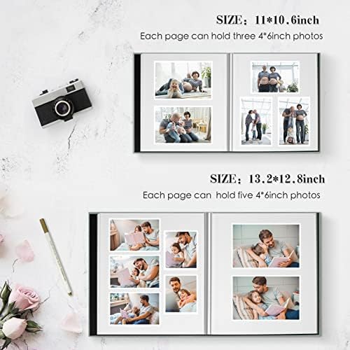 Spbapr Large Photo Album Self Adhesive Magnetic Scrapbook,DIY Scrapbook Album for 4x6 5x7 8x10 Picture,60 Pages Linen Cover Memory Book for Wedding Family Baby Pets, with Metallic Pen and Scraping - Image 2