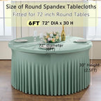 6 Pack Sage Green Spandex Round Tablecloths for 72 inch Table, Wrinkle Free Stretchy 132inch Fitted 6ft Round Table Cover Cloths with Skirt for Wedding Party Dining Banquet - Image 5