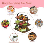 VyGrow Cupcake Stand, 3-Tier Dessert Stand for 52 Cupcakes, Wood & Metal Tower Display Premium Holder Dessert Tree Tower for Christmas Birthday Weddings Party Decor, Serving Tray, Wood Brown, 2-pack - Image 4