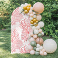 Nautical Coastal Arch Backdrop Cover 7.2 FT, Beach Ocean Pink Coral Seashell Starfish Wedding Arch Cover Stretchy Backdrop Stands Covers for Birthday Party Ceremony Banquet Decor by Unknown