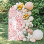 Nautical Coastal Arch Backdrop Cover 7.2 FT, Beach Ocean Pink Coral Seashell Starfish Wedding Arch Cover Stretchy Backdrop Stands Covers for Birthday Party Ceremony Banquet Decor by Unknown