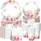 Funnymoom 250 Pcs Floral Wildflower Paper Plates Cups and Napkins Serves 50 by Funnymoom