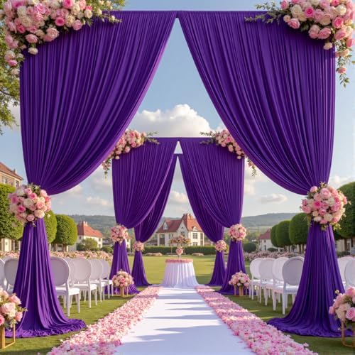 30ftx15ft Purple Backdrop Curtains for Parties, Wrinkle Free Polyester Purple Photo Backdrop Drapes 6 Panels 15 ft Long Back Drop Cloth for Wedding Birthday Photography Background Party by Htper
