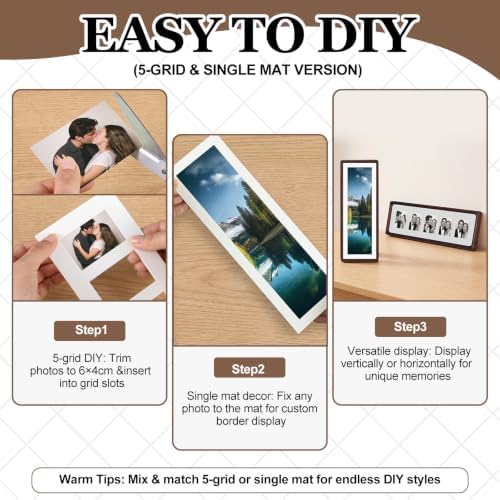 Lineshading 2 Pcs Walnut Wood Photo Strip Frames 12×4 Inch Frame, White - Image 5