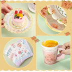 Yungyan 216 Pcs 72 Guest Tea Party Plates and Napkins Sets Floral Tea Party Supplies 6" Paper Plates, 9 oz Cups and Saucers Disposable Tableware Set for Birthday Wedding Bridal Shower Decorations - Image 4