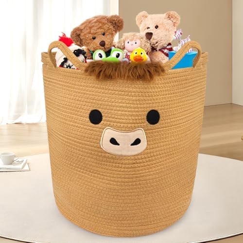 Highland Cute Cow Basket for Nursery,Tall Large Laundry Blanket Gift Basket - Image 6