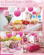 Treela 48 Pcs Paper Lanterns Party Decorations Round, Pink,White - Image 6