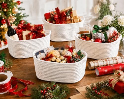 10 Pack White Woven Gift Baskets with Gift Bags and Ribbons, 12"x8"x5" - Image 6