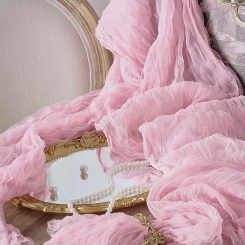 12 Pack Pink Cheesecloth Table Runners, 120 Inch 10Ft Blush Pink Gauze Table Runner for Wedding Birthday Party Baby Shower Decorations - Image 7