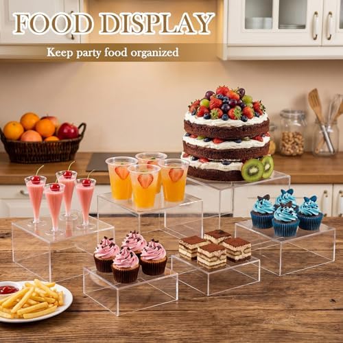 Geelin 6 Pcs Acrylic Risers Cube Stands, Clear, 7 to 12 Inch, Square - Image 2