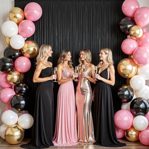 40ftx10ft Shimmer Black Sequin Backdrop Curtain for Parties, Thick Wrinkle Free Glitter Backdrop Drapes Photo Back Drop Curtains for Birthday Wedding Halloween Photography Background-8 Panels 5x10ft - Image 4