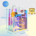 Caleihd 12PCS Holographic Clear Gift Bags with Tissue Paper, 7.9 * 7.1 * 3.9 inch with Handles,Treat Bags Goody Bags,for Christmas, Birthday Party, Weeding Gift Bags Party Supplies (Pack of 2) - Image 3