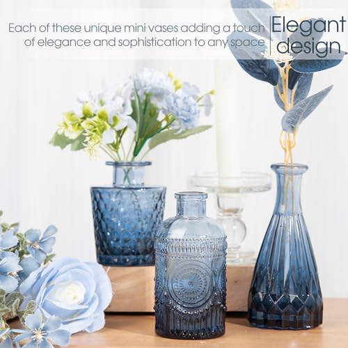 TBWIND 12Pcs Blue Glass Bud Vases Set, Small Vases for Flowers - Image 5