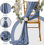 Horbaunal 12 Pack Dusty Blue Chiffon Table Runners 10FT, 29x120 Inches - Image 4