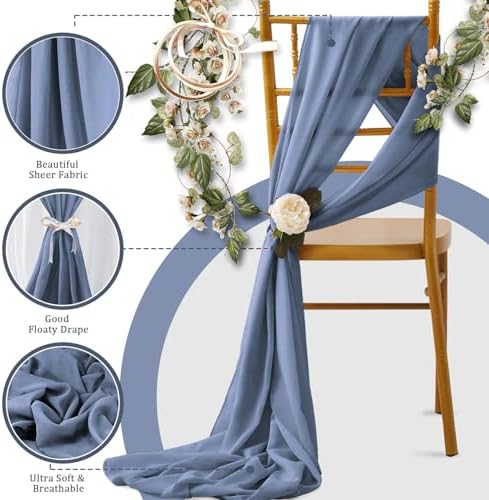 Horbaunal 12 Pack Dusty Blue Chiffon Table Runners 10FT, 29x120 Inches - Image 4