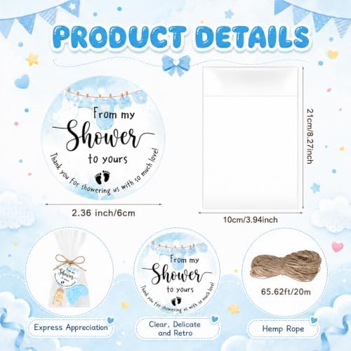 Vesici 25 Sets Baby Shower Favors for Guests Mini Handmade Footprint Scented Soap with Bottle Openers Keychains and Thank You Cards for Shower Gender Reveal Party Favors (It's A Boy) - Image 4