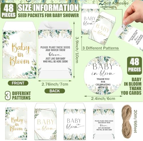 Reallnaive 48 Sets Baby in Bloom Baby Shower Party Favors Seed Packets - Image 4