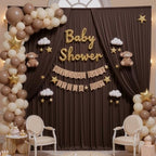 20x16ft Brown Backdrop Curtains for Wedding Party, 4 Panels 16 ft Long Back Drop Cloth, Wrinkle-Free Polyester Drapes for Birthday, Baby Shower, Stage Photography Background - Image 6