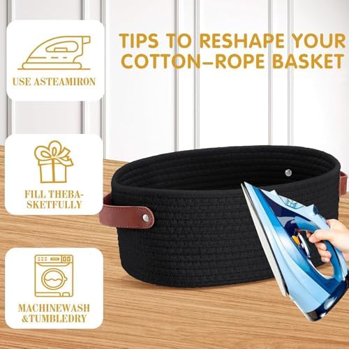 Empty Gift Basket Kit, 2-Pack Woven Storage Bin with Leather Handles Clear Cello Bags Pull Bows for Wrapping Presents Baby Shower Holiday - Image 6