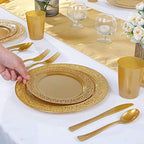 I00000 102 PCS Brown Gold Plastic Plates, Lace Design Disposable Plates, BPA Free Plates Includes: 51 Dinner Plates 10.25 Inch and 51 Salad/Dessert Plates 7.5Inch for Wedding and Party - Image 5