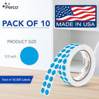 Perco Light Blue Perforated Round Circle Dot Sticker 1/2-Inch Labels — 10 Rolls, 30,000 Stickers - Baby Showers, Events for Info Labels, Soft Color Coding & Organization, Strong Adhesive - Made in USA - Image 2