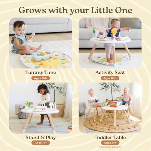 Little Acorn, 4-in-1 Baby Activity Center | Montessori-Inspired Design | 8 Interactive Toys | Tummy Time, Exersaucer & Toddler Table | Shower Gift | Essential (Sun) - Image 3