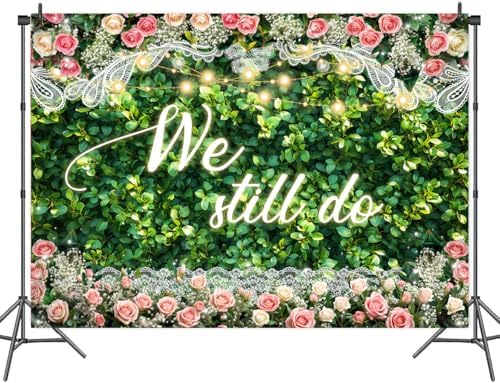 12x10ft We Still Do Backdrop Green Leaves Lace Floral Wedding Anniversary Background Vow Renewal Anniversary Party Cake Table Decoration Photo Booth Props - Image 3