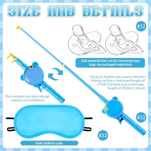 12 Set Blue Baby Shower Games Fishing The Pacifiers, Stylish - Image 3