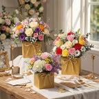 12 Pack Galvanized Square Vases with Floral Foam 3.5 Inch, Gold - Image 5