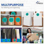 Perco Teal Perforated Round Circle Dot Sticker 3-Inch Labels — 3 Rolls, 1,500 Stickers - Product Labels, Planner Stickers & Modern Branding - Made in USA - Image 3
