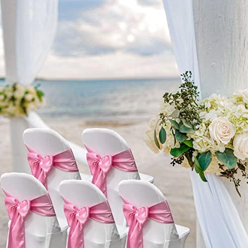 Pink Satin Chair Sashes Bows for Chair,7x108inchs,50pcs - Image 4