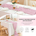 20 Pack Light Pink Cheesecloth Table Runner, 17x108 Inch Semi Sheer Boho Gauze Cheese Cloth Fabric Table Runners for Wedding Party Baby Shower Birthday Garden Farmhouse Table Decor - Image 4