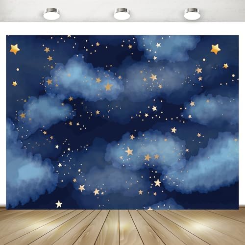 Stars Backdrop Night Sky Backdrop Twinkle Little Star Photography Background Blue Themed Happy 1st Birthday Party Banner Newborn Baby Shower Child Kids Portrait Photo Studio Props 8x6FT Vinyl - Image 6