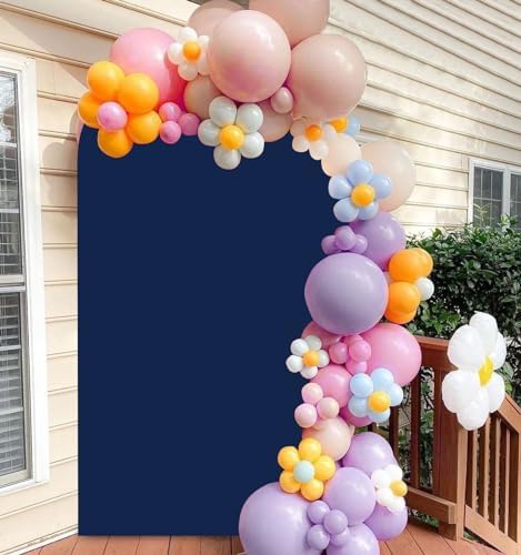 FANPROMS Wedding Arch Cover 7.2FT Navy Blue Arch Cover Backdrop Fabric for Birthday Party Spandex Arched Stand Covers 2 Sides Arch Covers Stretchy Backdrop for Arched Stand Covering Events Decor - Image 6