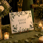 Engrowtic Embroidered Eucalyptus Leaves Wedding Guest Book Linen - Image 6