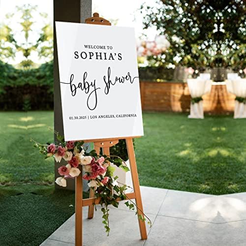 Andaz Press 16"x20" White Acrylic Personalized Baby Shower Welcome Sign, Gender Neutral Large Custom Sign for Easel Stand, Modern Baby Shower Decorations - Image 4