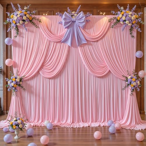 40ft x 10ft Pink Backdrop Curtains, Baby Pink Drapes for Backdrop Fabric - Image 2