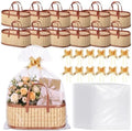 Reallnaive 12 Sets Empty Gift Baskets to Fill Large Bamboo Woven Baskets with Handles 15.8 x 7.9 x 6.3 inch Includes Clear Wrap Bags and Bows for Raffle, Baby Shower, Wedding,Thanksgiving Day by Reallnaive