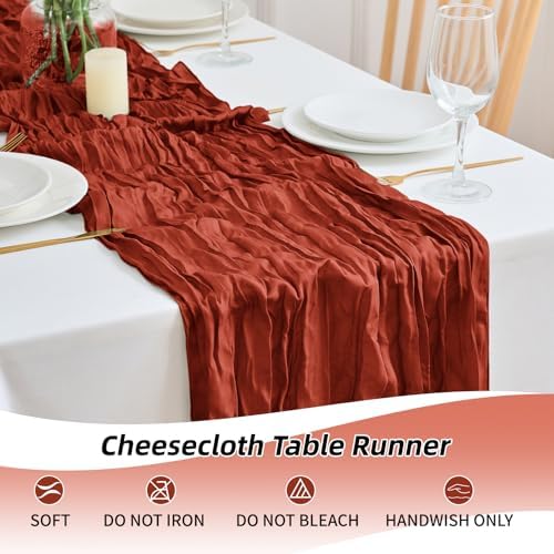 16 Pack Terracotta Cheesecloth Table Runner 21.5 x 120 Inches Boho Gauze Table Runners 10FT Long Cheese Cloth Table Runner for Bridal Shower Baby Shower Birthday Party Wedding Decor - Image 6