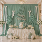 20ftx12ft Sage Green Backdrop Curtains for Parties, Wrinkle Free Polyester Sage Green Photo Backdrop Drapes 4 Panels 12 ft Long Back Drop Cloth for Wedding Birthday Photography Background Party by Htper