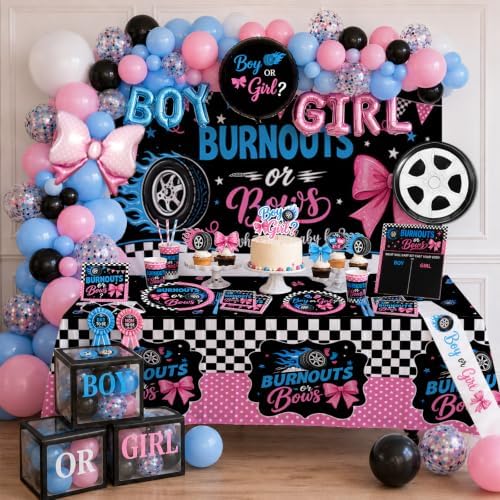 Burnouts or Bows Gender Reveal Decorations for 24 Guests - Image 2