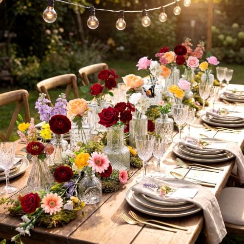 36 Pcs Artificial Flowers Table Centerpiece with Vases Colorful Wildflower Centerpieces Silk Flower Arrangement for Wedding Baby Shower Table Centerpieces Party(Multi Color,Pink) - Image 3