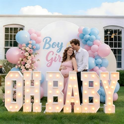 OH BABY Marquee Light-Up Letters, oh baby lettersg ender reveal decorations gender reveal decorations oh baby sign big letters (4FT) - Image 2