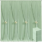 8 Panels Sage Green Backdrop Curtain for Wedding Baby Shower Wrinkle Free 40ft x 10ft Backdrop Drapes Panels for Parties Bridal Shower Birthday Photo Photography Polyester Fabric Background Decoration by Suppromo