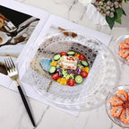 10 Pcs Round Plastic Serving Platters Bulk Clear Plastic Tray Acrylic Crystal Flan Plates Diamond Embossed Dinnerware for Party Food Cake Cookie Fruits Birthday Wedding Supplies(11.8 Inch) - Image 5