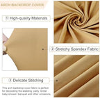 FANPROMS Khaki Arch Cover Set of 2 Arch Backdrop Stand Cover 6FT 7.2FT Spandex Fitted Arch Backdrop Cover Brown Wedding Arch Covers Stretchy Backdrop Arch Cover Backdrop Fabric for Wedding Party Decor - Image 4