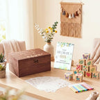 115 Pcs Baby Shower Decorate a Block Game Kit 90 Wooden Baby Blocks 1.38" X 1.38" with 25 Pages/500 Pcs Stencils 36 Colorful Markers Keepsake Storage Box for Game Sign Wedding Party Decoration - Image 6
